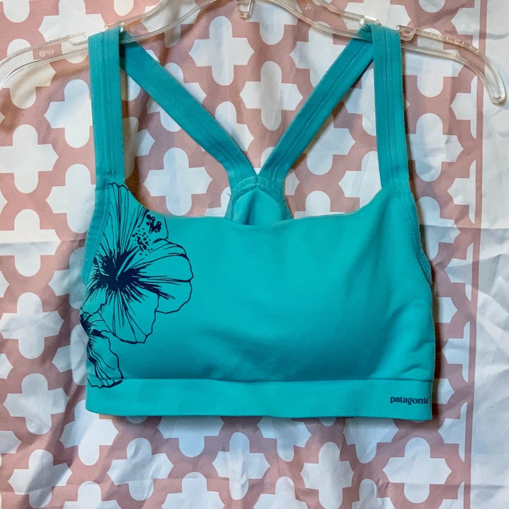 Patagonia Mesh Sports Bra with Hibiscus Flower